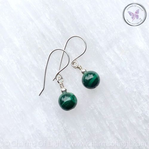 Classical Malachite Silver Earrings